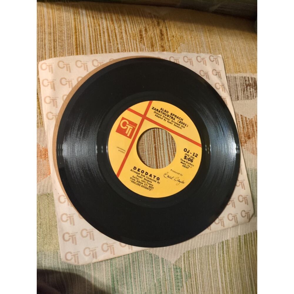 Deodato Also Sprach Zarathustra 2001 Space Oddysey 45 RPM Record CTI OJ-12